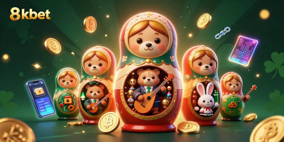 Engage with vibrant 8kbet casino illustration featuring colorful characters and crypto elements.