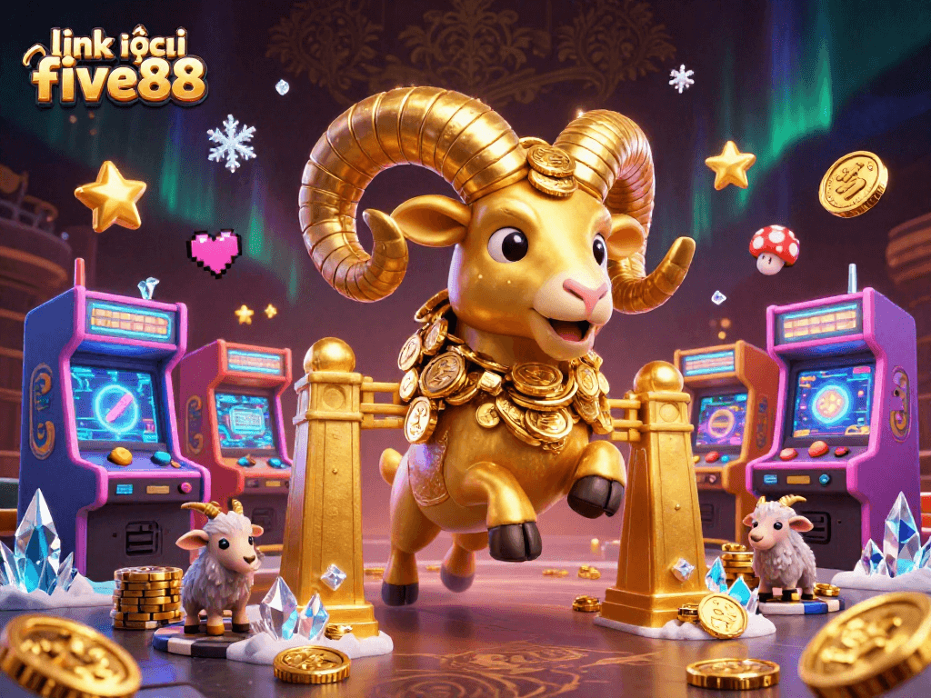 Experience the excitement of winning with link vào five88 at this virtual casino illustration featuring a vibrant 3D scene.