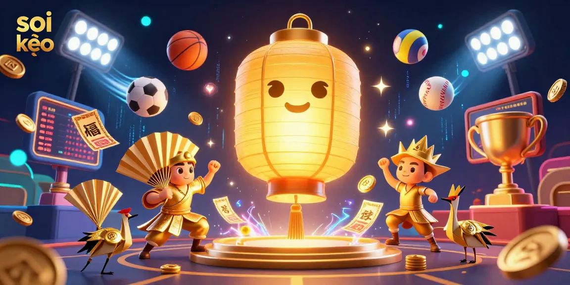 Experience soi kèo sports betting with vibrant 3D illustration showcasing dynamic gaming elements.