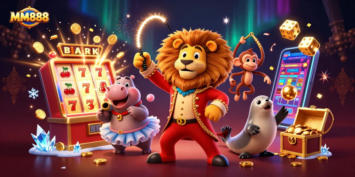 Experience the excitement of MM888 with a colorful illustration showcasing vibrant casino elements and characters.