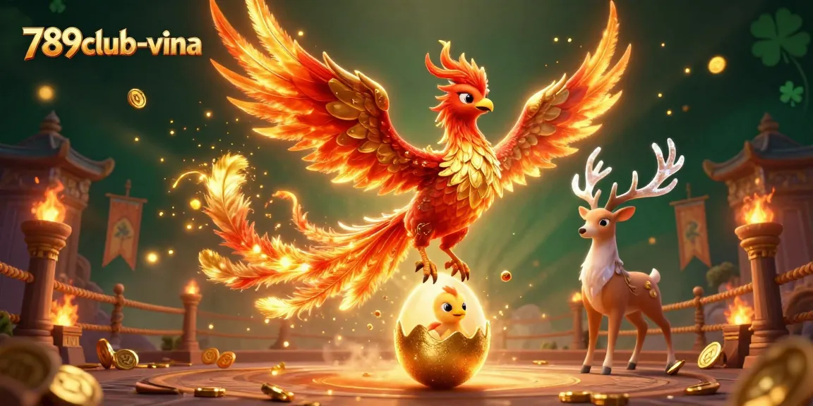 Engage with the thrilling world of 789club-vina, featuring a fire phoenix and powerful casino themes.