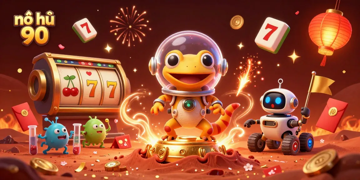 Play and win big at nổ hũ 90 casino showcasing a vibrant, animated scene full of luck and excitement.