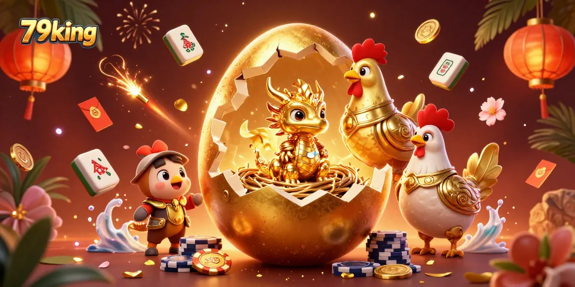 Engage with 79king's thrilling casino atmosphere featuring a golden dragon and poker chips.