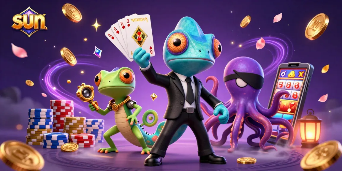 Experience thrilling casino adventures in sunlit glory with an exciting 3D illustration of secret agents and games.