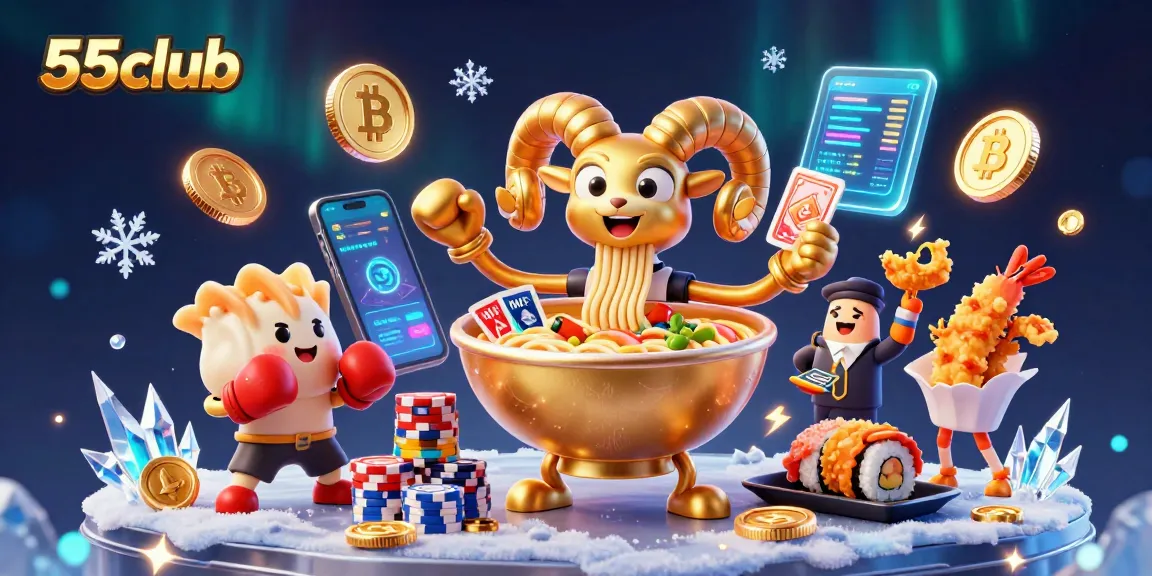 Experience thrilling games at 55club with vibrant 3D casino characters and crypto elements!