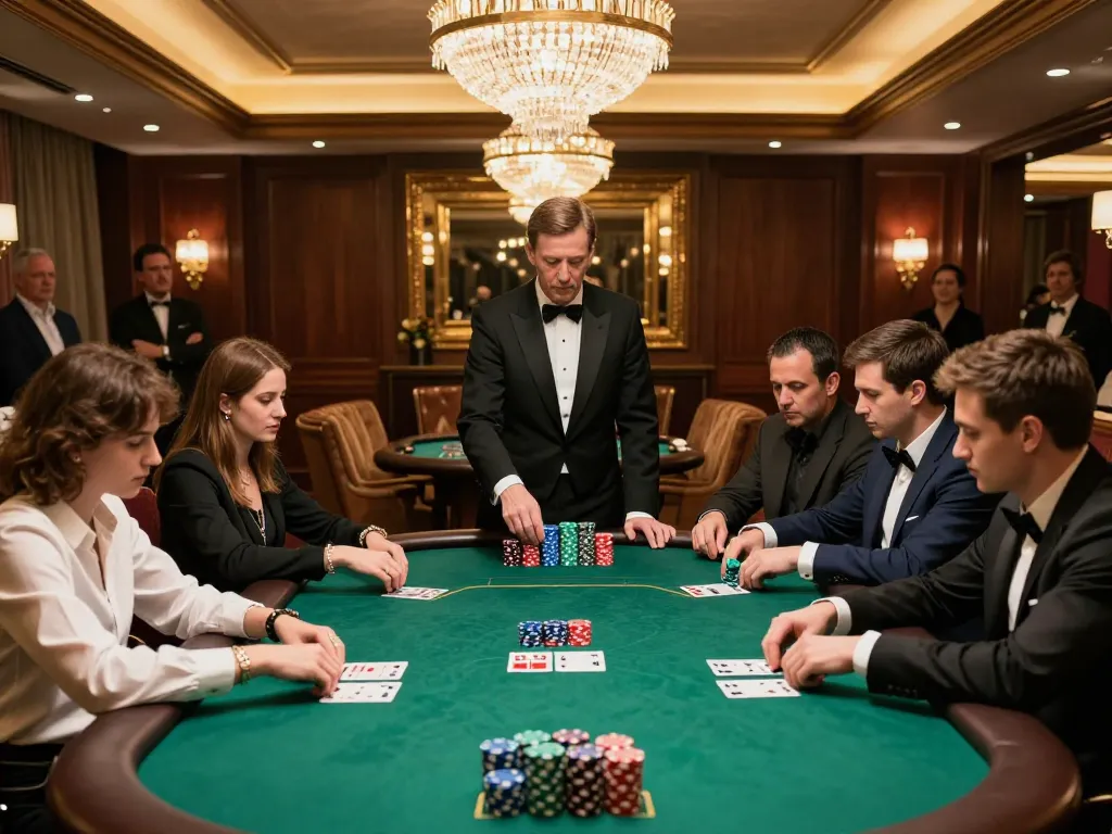 Players engaging in a high-stakes poker game at a luxurious casino table capturing cm88 moments.