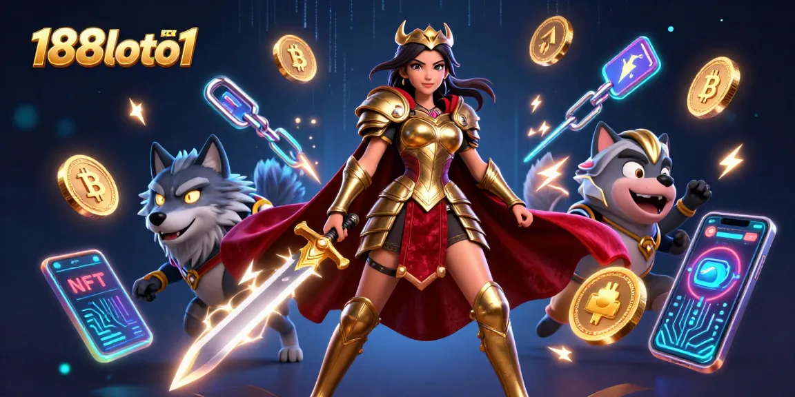 Experience thrilling gaming on 188loto1 with stunning visuals of a warrior queen and crypto elements.