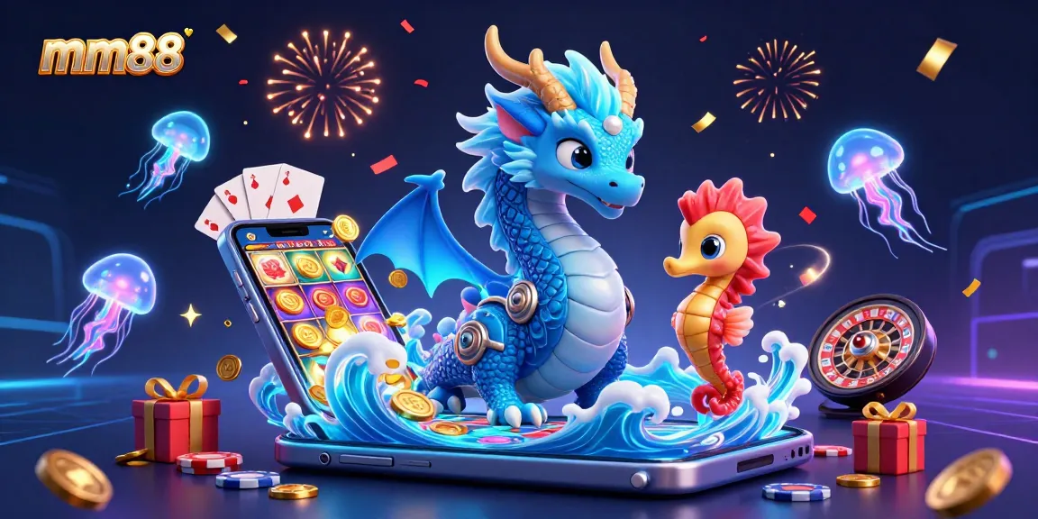 Experience immersive gaming at mm88 with a vibrant underwater casino scene featuring a dragon and seahorse.
