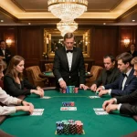 Players engaging in a high-stakes poker game at a luxurious casino table capturing cm88 moments.