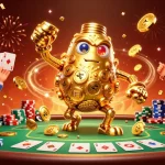 Engage with thrilling games at U888. com featuring golden golem, poker chips, and festive casino elements.